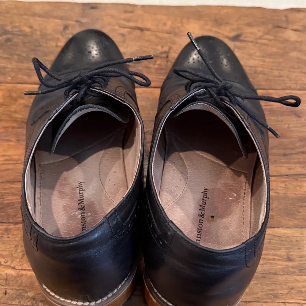 Johnston & Murphy Black Leather Oxford Shoes Size 11